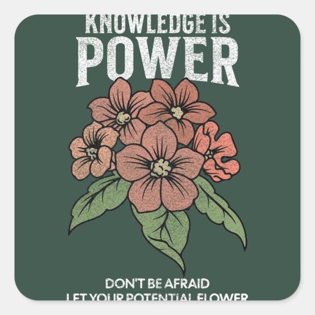 Sticker Carré laisser votre fleur potentielle vintage (Devant)