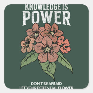 Sticker Carré laisser votre fleur potentielle vintage