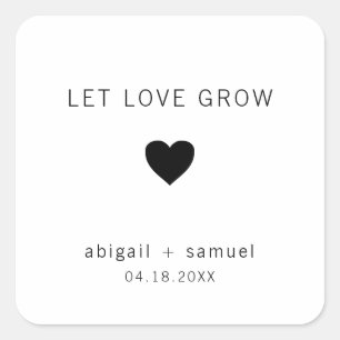 Sticker Carré Laissez l'amour grandir Mariage moderne noir et bl