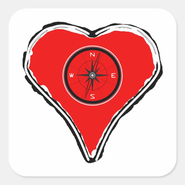 Sticker Carré Laissez votre coeur être votre boussole (Devant)