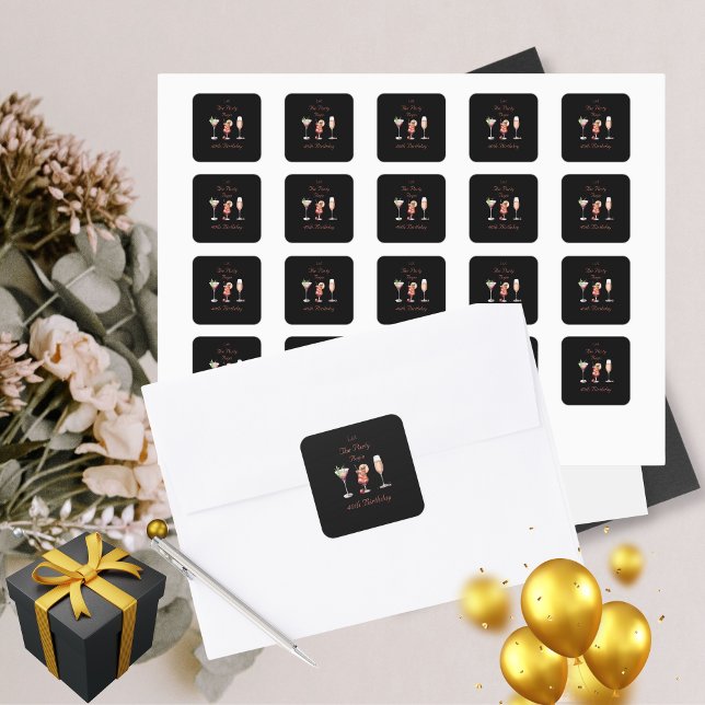 Sticker Carré Laissons la fête commencer les adultes 40e anniver (Créateur téléchargé)