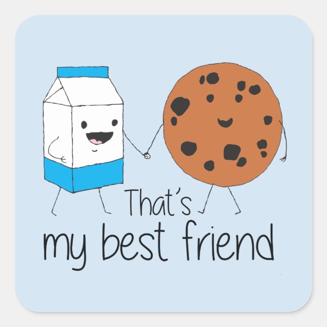 Sticker Carré Lait et biscuits Meilleurs amis BFF Friendship Art (Devant)