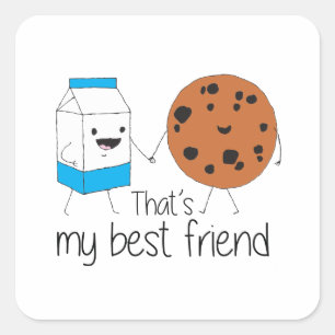 Sticker Carré Lait et biscuits Meilleurs amis BFF Friendship Art