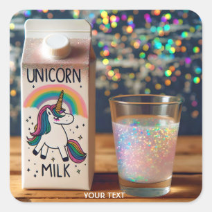Sticker Carré Lait mou Imaginaire Unicorne arc-en-ciel