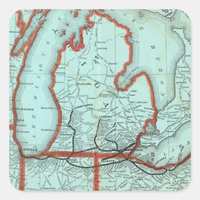 Sticker Carré Lake Shore et Southern Michigan Railway (Devant)