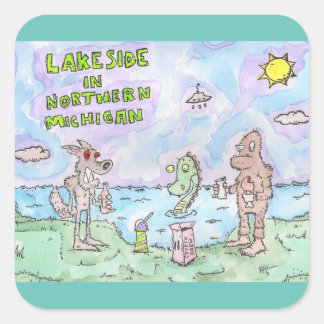 Sticker Carré Lakeside Dans Le Michigan