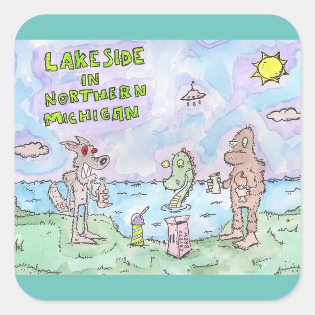 Sticker Carré Lakeside Dans Le Michigan (Devant)