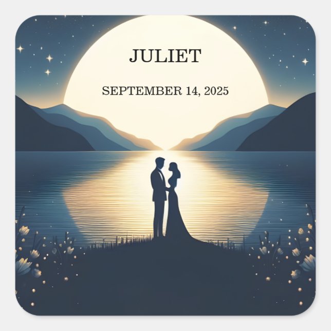 Sticker Carré Lakeside Mountain Fun Nature Lake Fête des mariées (Devant)