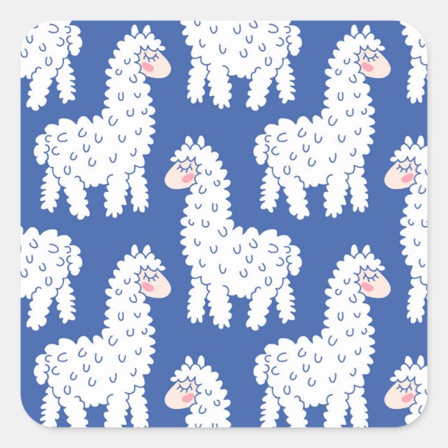 Sticker Carré Lama alpaca, motif vintage (Devant)