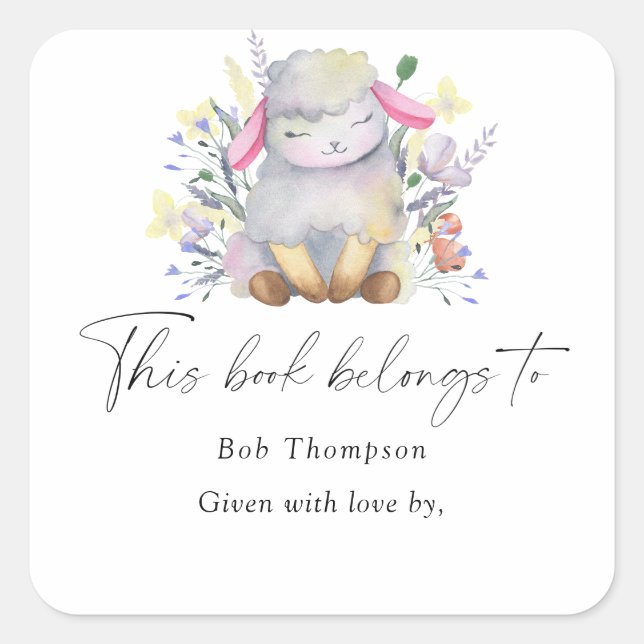 Sticker Carré Lamb - ce livre appartient à (Devant)