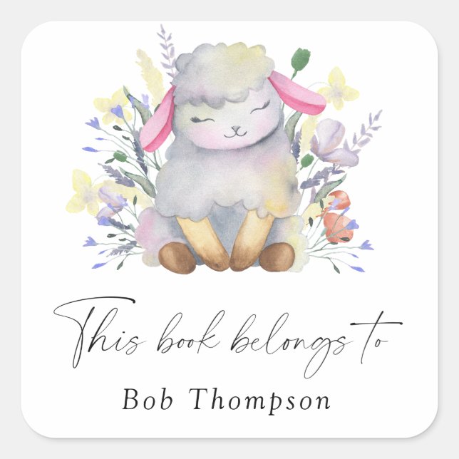 Sticker Carré Lamb - ce livre appartient à (Devant)