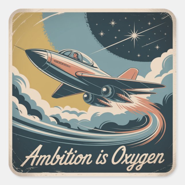 Sticker Carré L'ambition est de l'oxygène (Devant)