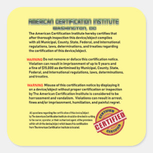 Sticker Carré L'American Certification Institute
