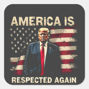 Sticker Carré L'Amérique est de nouveau respectée Trump USA 4 ju