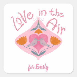 Sticker Carré L'amour dans l'air les oiseaux et les fleurs de la