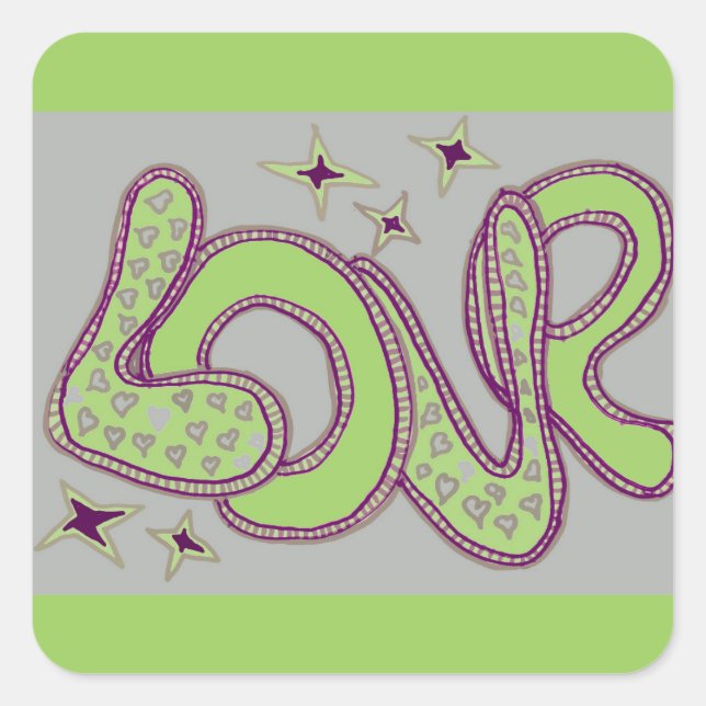 Sticker Carré L'amour dans le style années 1960 (Devant)