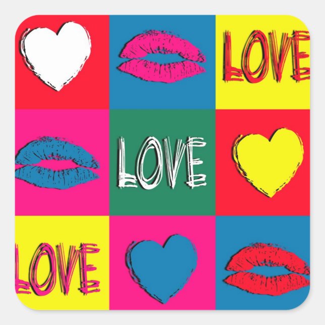 Sticker Carré L'amour de l'art pop (Devant)