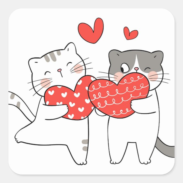Sticker Carré L'amour des chats (Devant)