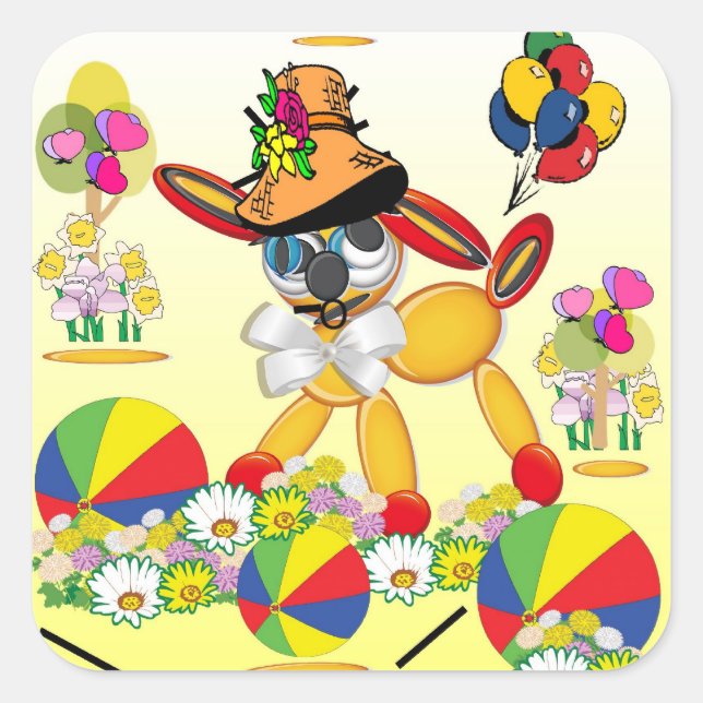 Sticker Carré L'amour des chiots (Devant)