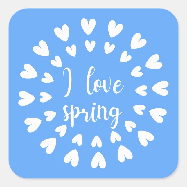 Sticker Carré L'Amour du Printemps, Petits Coeurs (Devant)