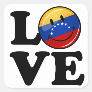 Sticker Carré L'amour du Venezuela, drapeau souriant