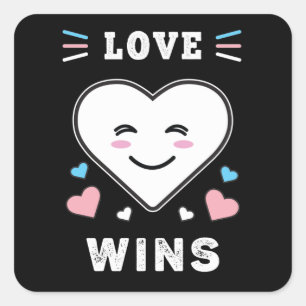Sticker Carré L'amour du visage du coeur gagne la fierté transge