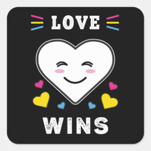 Sticker Carré L'amour du visage du coeur gagne la fierté transse
