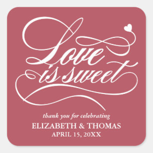 STICKER CARRÉ L'AMOUR ÉLÉGANT CLASSÉ EST DES BÂTIMENTS DE MARIAG