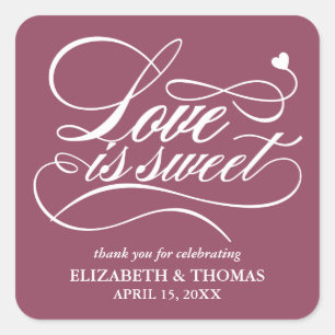 STICKER CARRÉ L'AMOUR ÉLÉGANT CLASSÉ EST DES BÂTIMENTS DE MARIAG