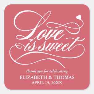 STICKER CARRÉ L'AMOUR ÉLÉGANT CLASSÉ EST DES BÂTIMENTS DE MARIAG