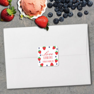 Sticker Carré L'amour est Berry Fête des mariées de fruits sucré