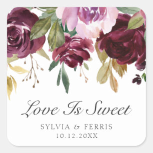 Sticker Carré L'Amour Est Douce Fleur d'Eau Mariage Floral Humeu