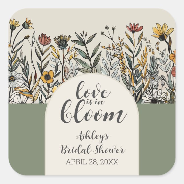 Sticker Carré L'amour est en fleurs - Réception de mariage Bohèm (Devant)
