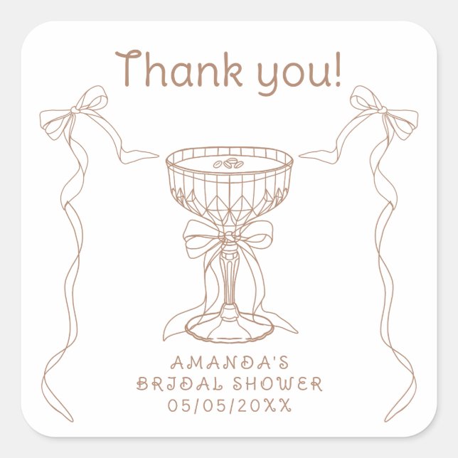 Sticker Carré L'amour est en train de se préparer Hand Drawn Mer (Devant)