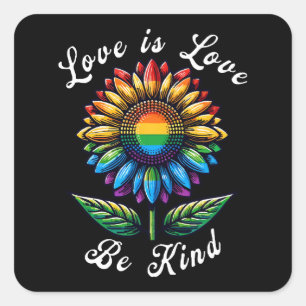 Sticker Carré L'amour est l'amour Rainbow Sunflower LGBT+ Gay Le