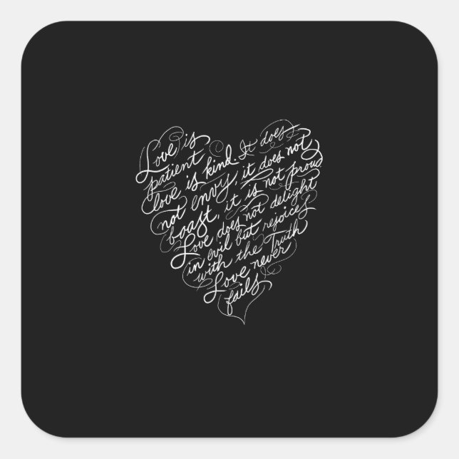 Sticker Carré L'amour est patient, l'amour est gentil, inspirati (Devant)