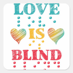 Sticker Carré L'amour est un coeur braille aveugle