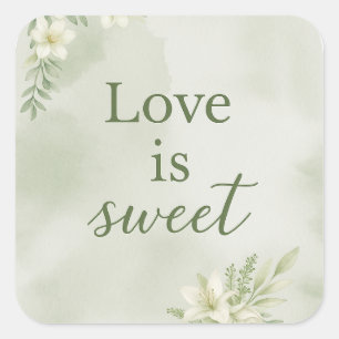 Sticker Carré L'Amour est une Douceur Etiquette pour Cadeau de F