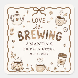Sticker Carré L'Amour Fantaisiste se Prépare un Café Enterrement