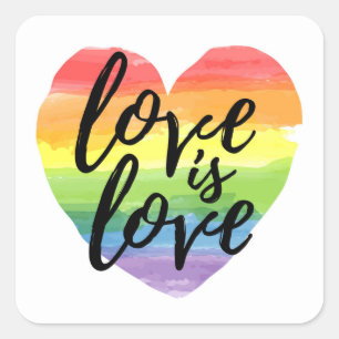 Sticker Carré L'Amour   Rainbow Watercolor