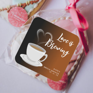Sticker Carré L'amour se prépare Terracotta & Black Bridal Showe