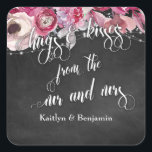 Sticker Carré Lampe Chalkboard Fleurs Hugs & Baisers de nous<br><div class="desc">Ce joli design se distingue par ses cordes claires, ses fleurs d'aquarelle rose et son arrière - plan en damier. Le point focal est une couche de typographie lisant "accolades & baisers de m et mrs" dans une police tourbillonnante et élaborée. Utilisez le champ modèle pour ajouter vos noms. De...</div>