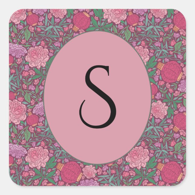 Sticker Carré Lampions en papier japonais de la fête des mères d (Devant)