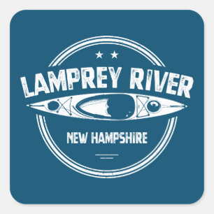 Sticker Carré Lamprey River New Hampshire Kayaking
