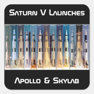 Sticker Carré Lancement de la fusée Saturn V Moon