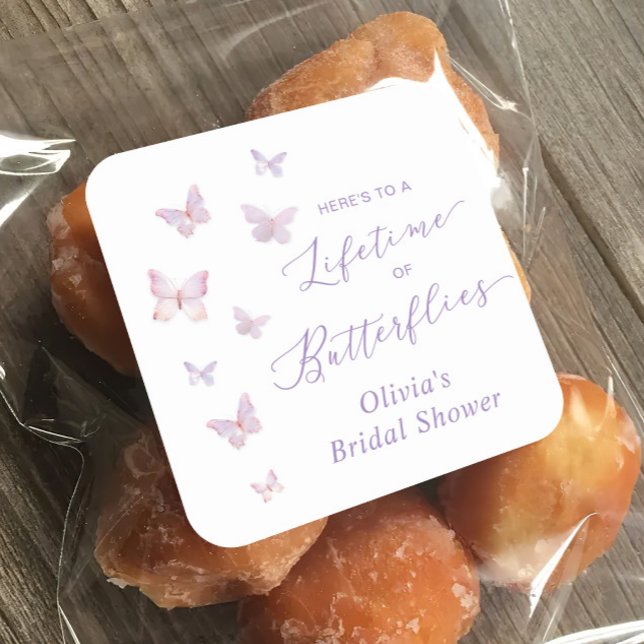 Sticker Carré Lancement de mariage papillons pour toute une vie  (Créateur téléchargé)