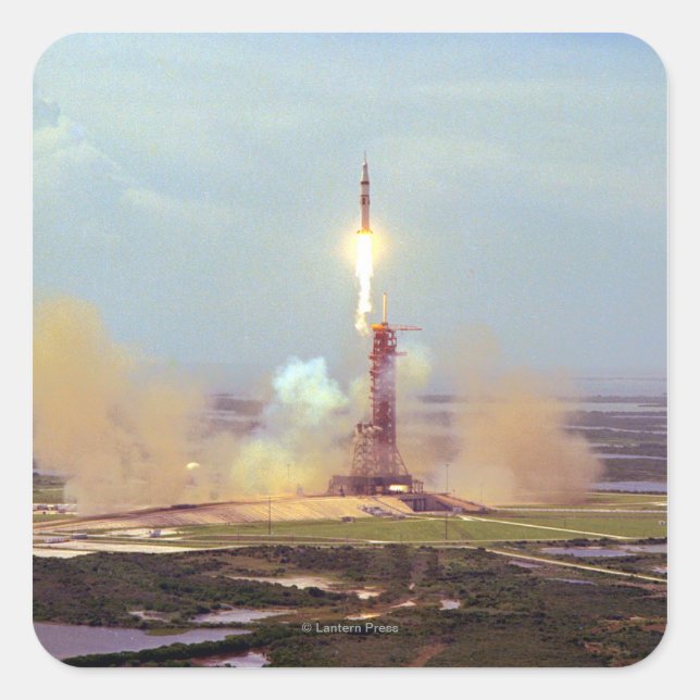 Sticker Carré Lancement du projet de test Apollo Soyuz Saturn IB (Devant)