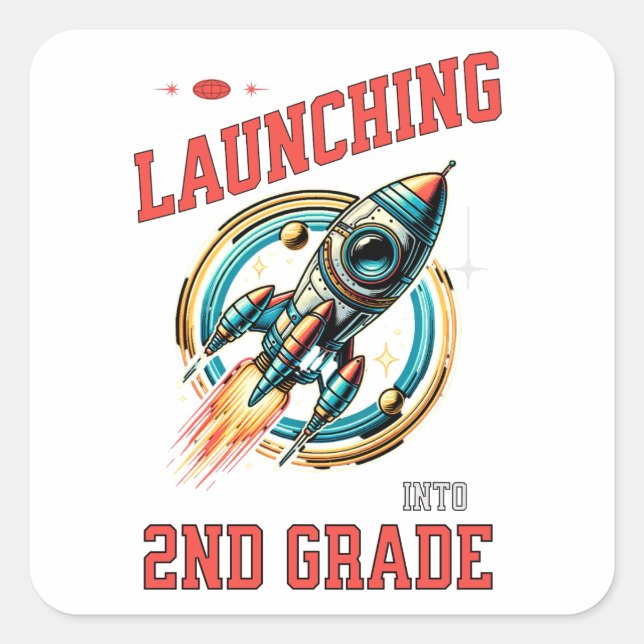 Sticker Carré Lancement en 2e année - Retour à l'école  (Devant)