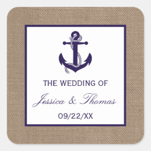 Sticker Carré L'Ancre De La Marine Sur La Collection De Mariages