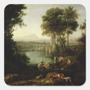 Sticker Carré Landscape with the Finding of Moses